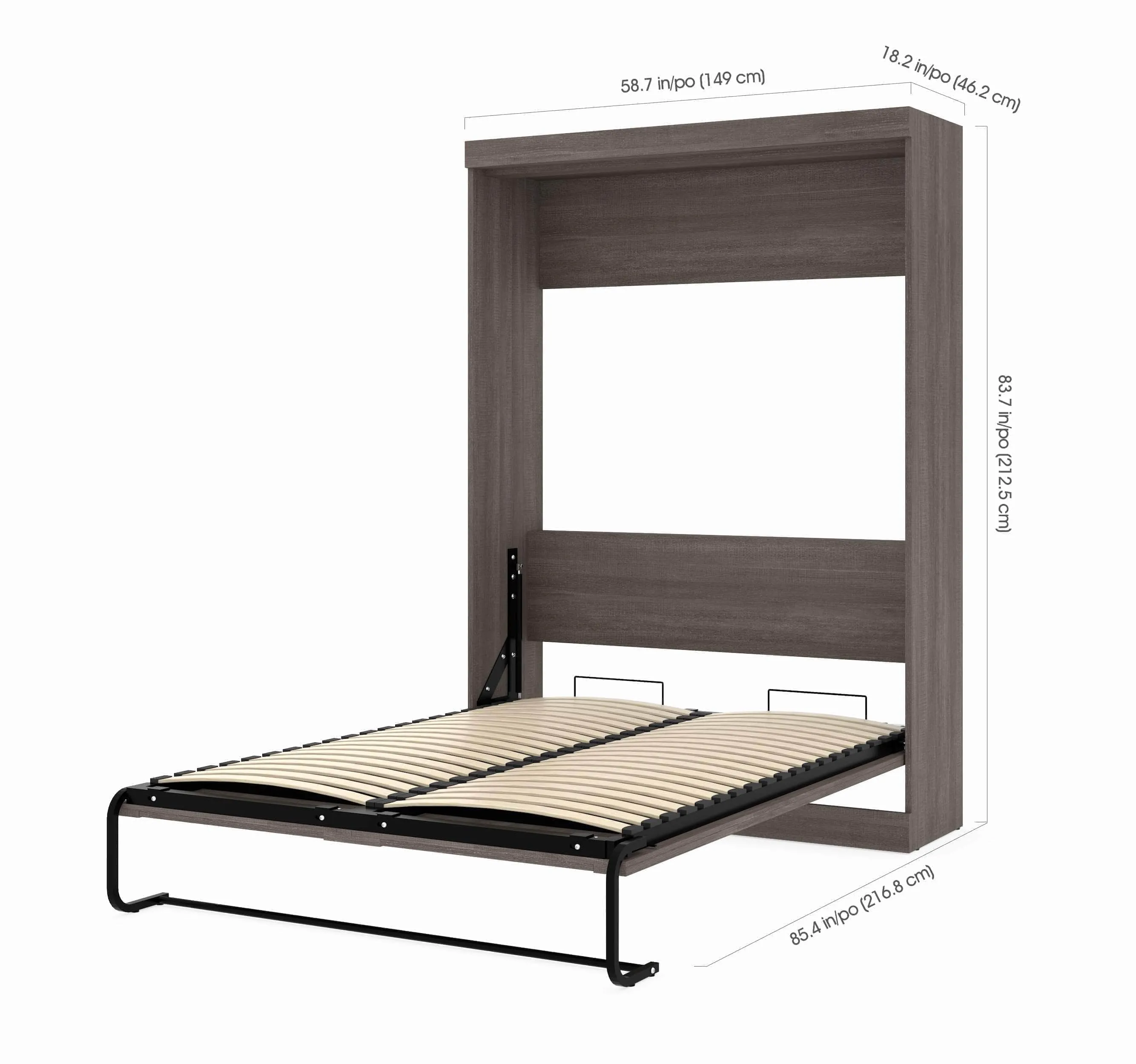 Pur Full Murphy Wall Bed and 1 Storage Unit with Drawers (84”) - Available in 7 Colours