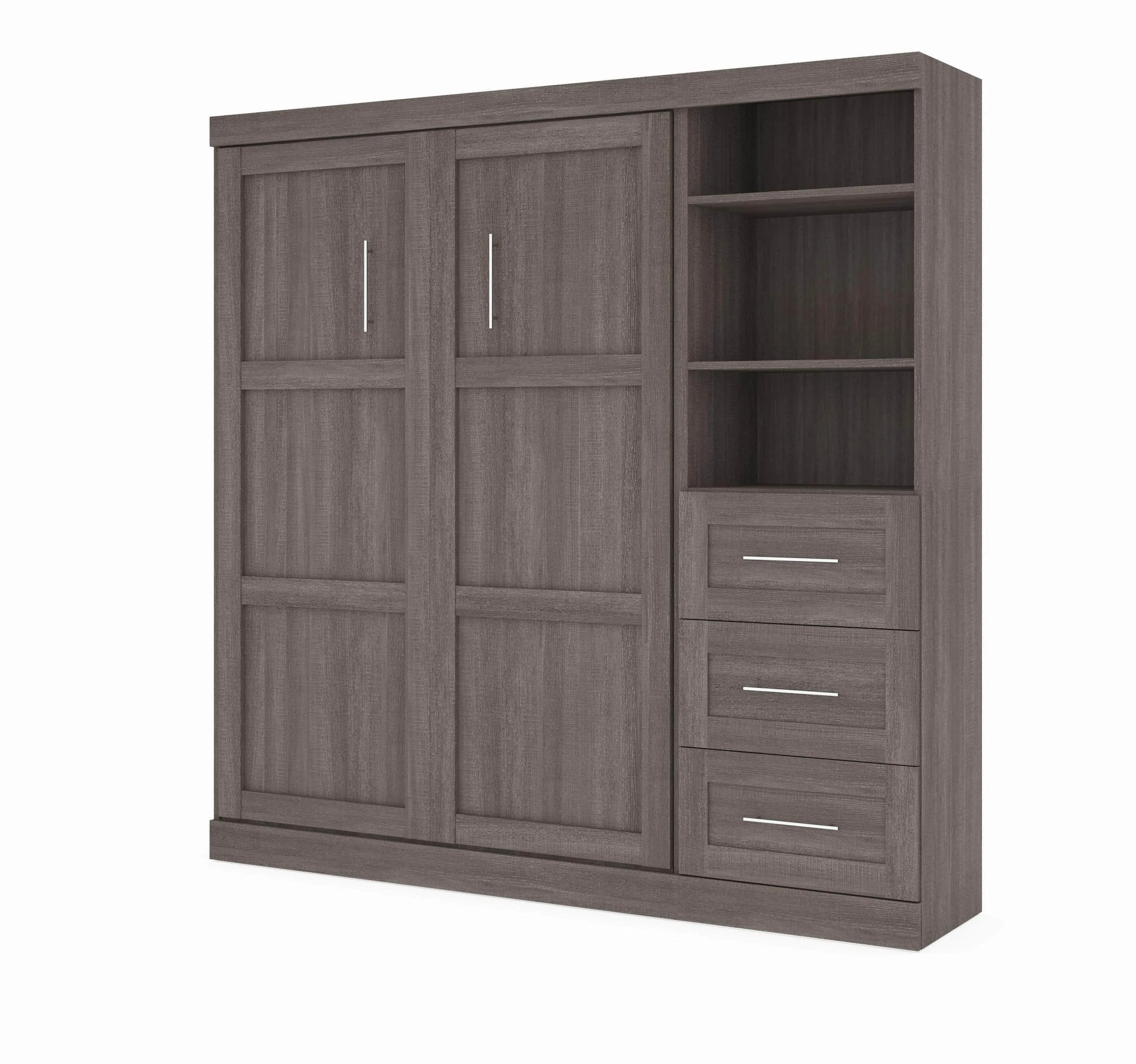 Pur Full Murphy Wall Bed and 1 Storage Unit with Drawers (84”) - Available in 7 Colours