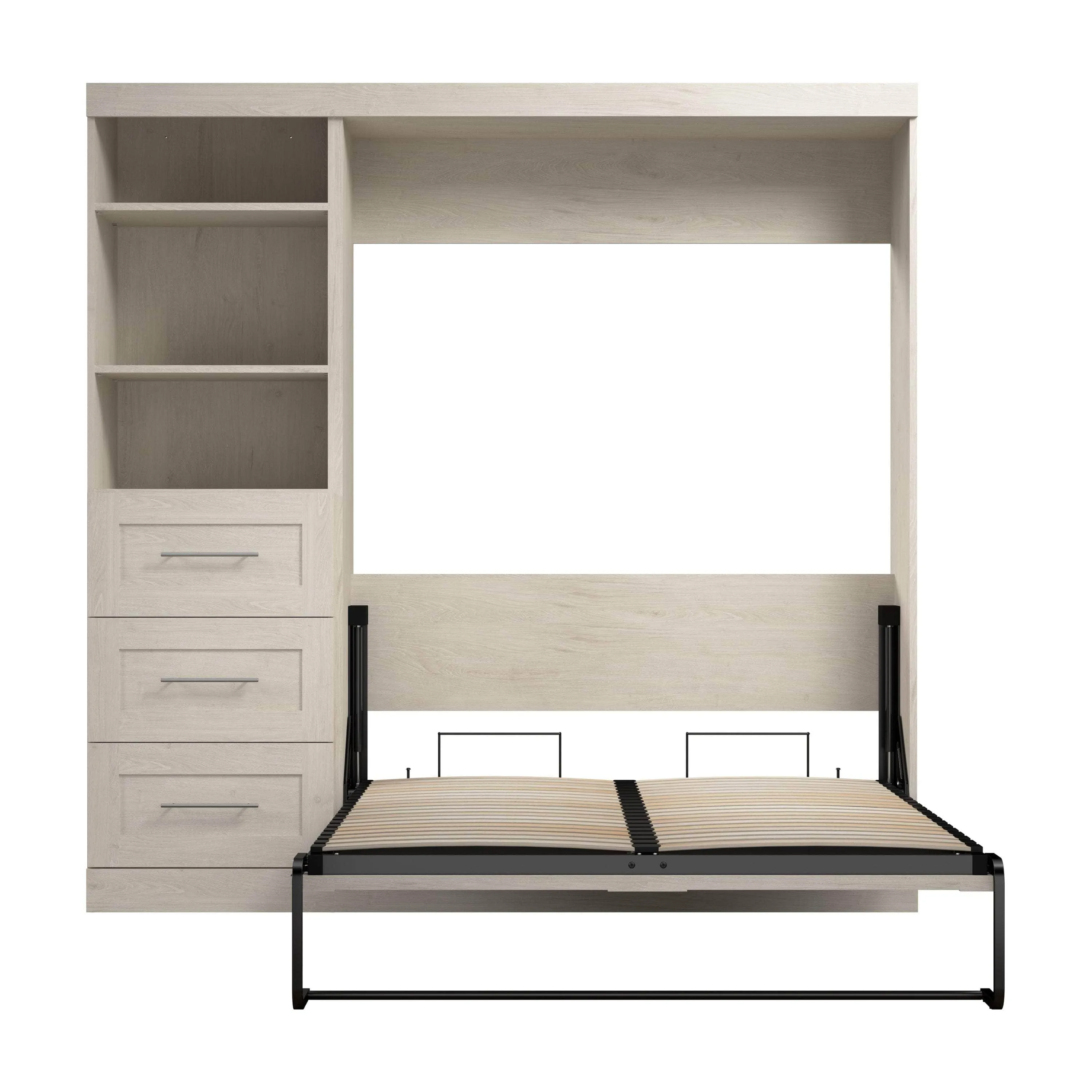 Pur Full Murphy Wall Bed and 1 Storage Unit with Drawers (84”) - Available in 7 Colours