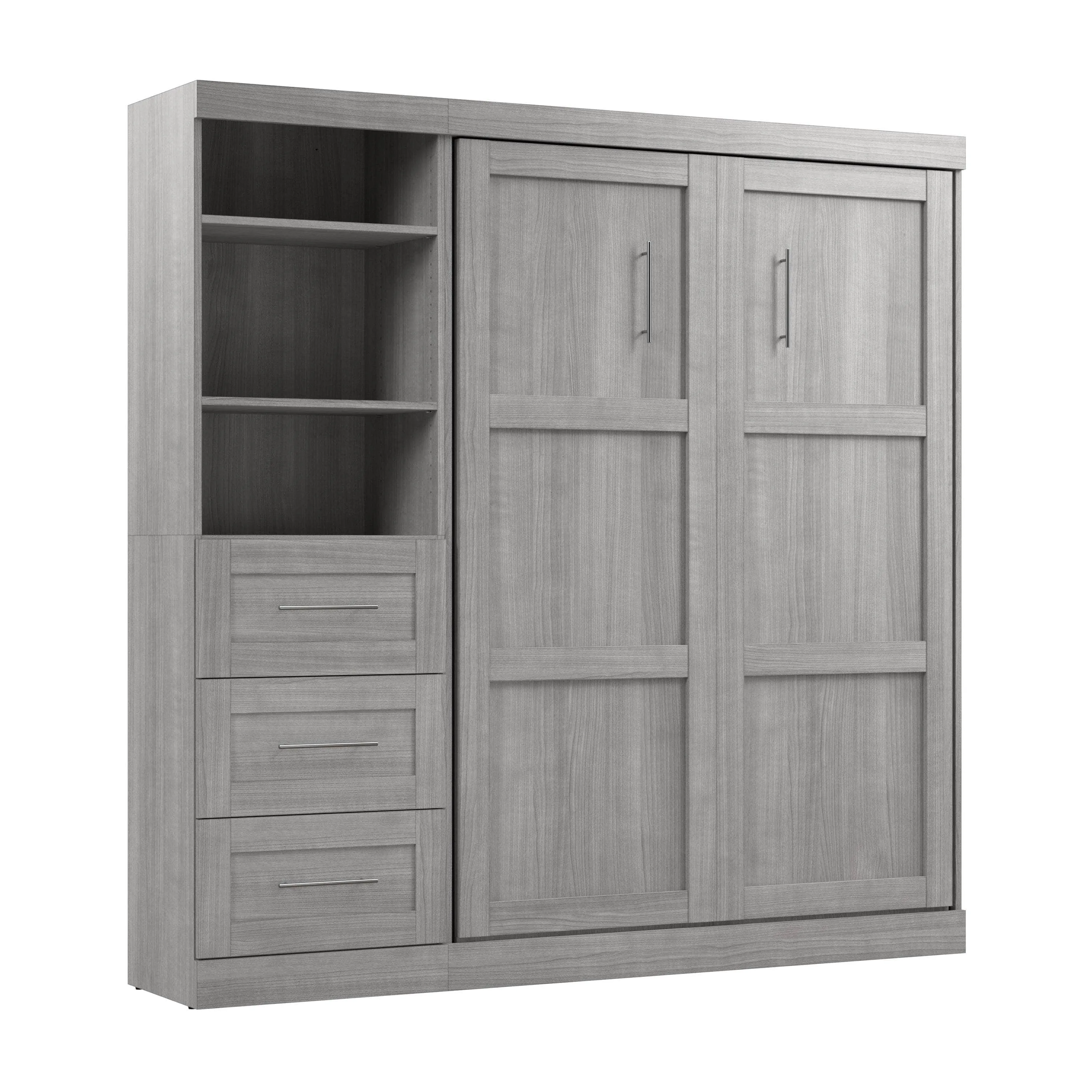 Pur Full Murphy Wall Bed and 1 Storage Unit with Drawers (84”) - Available in 7 Colours