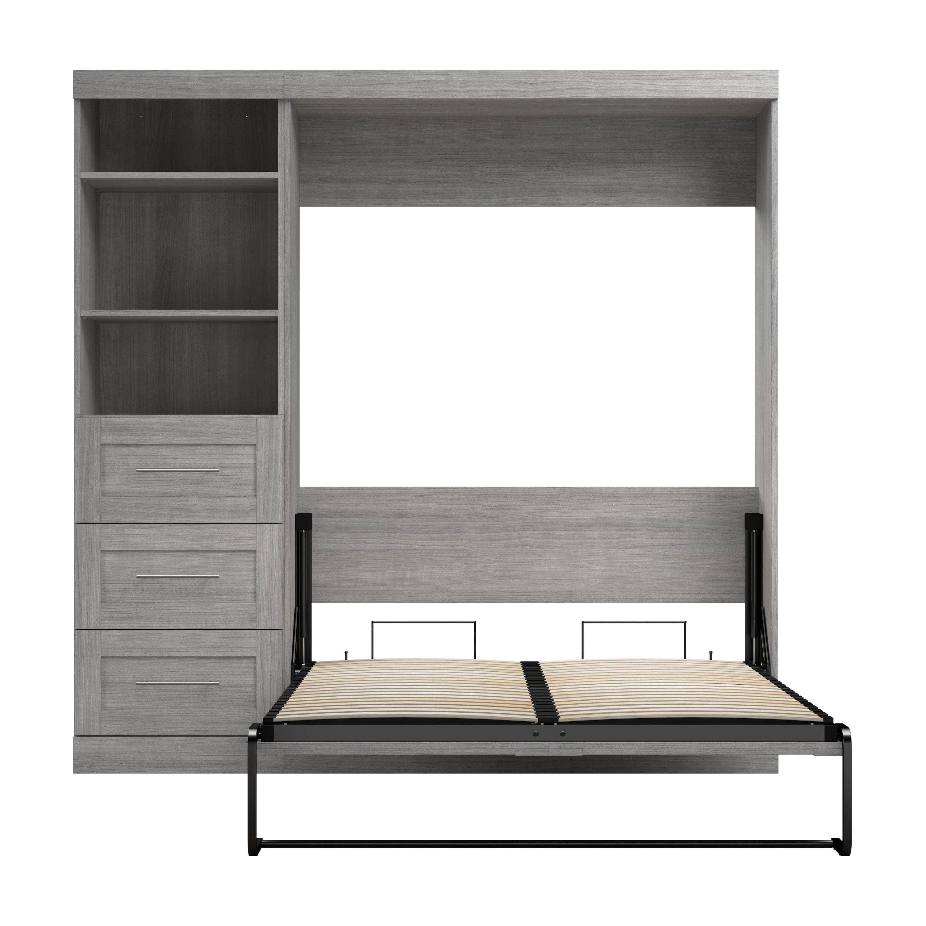 Pur Full Murphy Wall Bed and 1 Storage Unit with Drawers (84”) - Available in 7 Colours