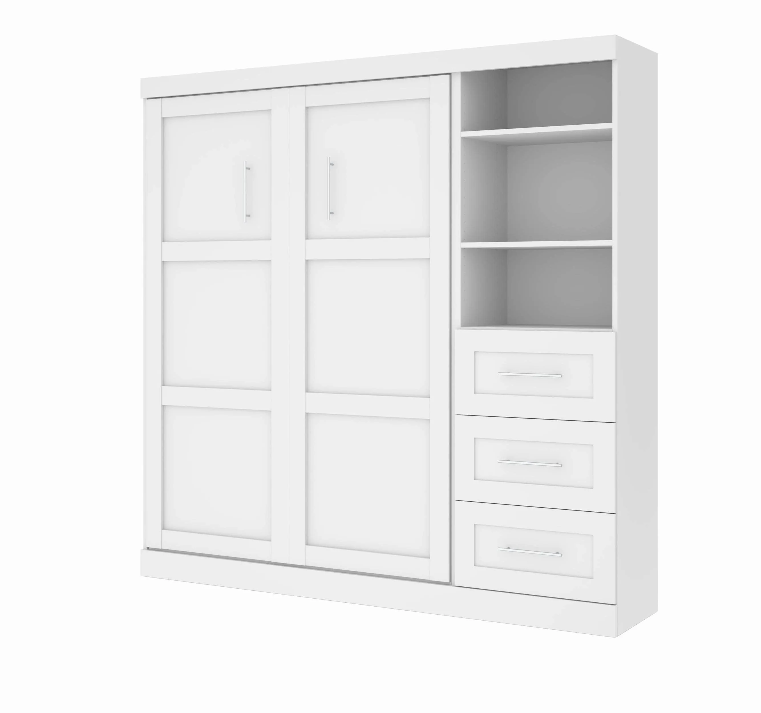 Pur Full Murphy Wall Bed and 1 Storage Unit with Drawers (84”) - Available in 7 Colours