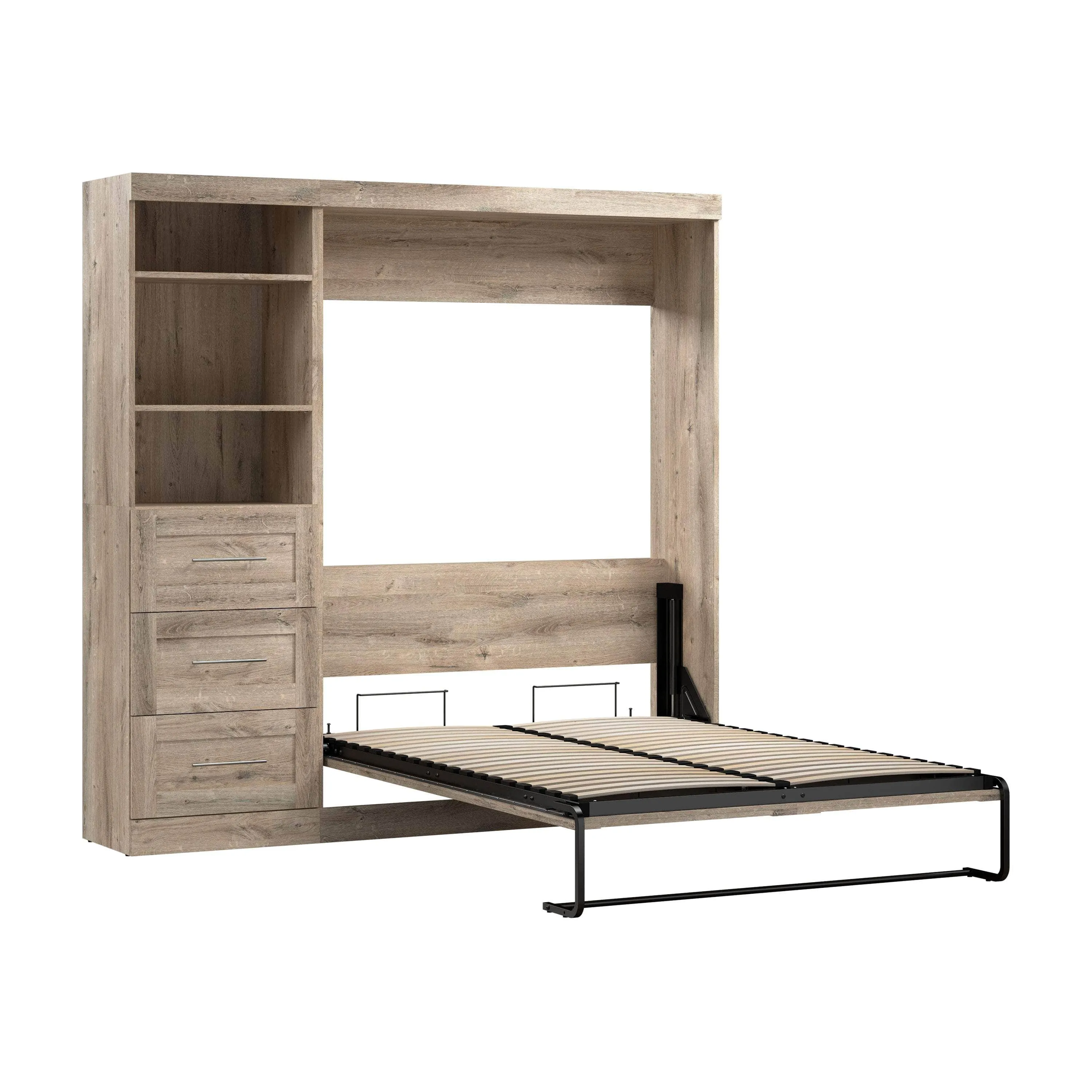 Pur Full Murphy Wall Bed and 1 Storage Unit with Drawers (84”) - Available in 7 Colours