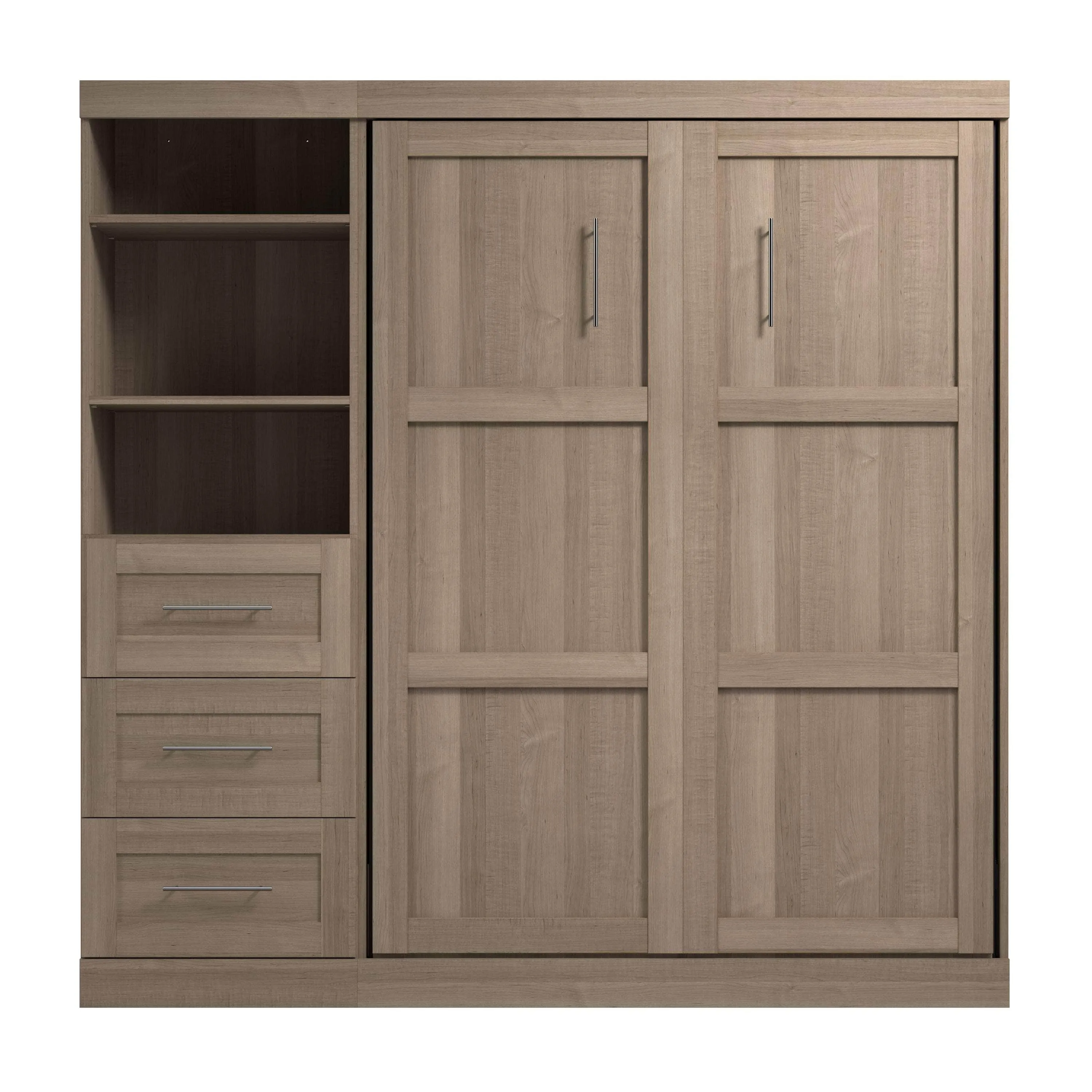 Pur Full Murphy Wall Bed and 1 Storage Unit with Drawers (84”) - Available in 7 Colours