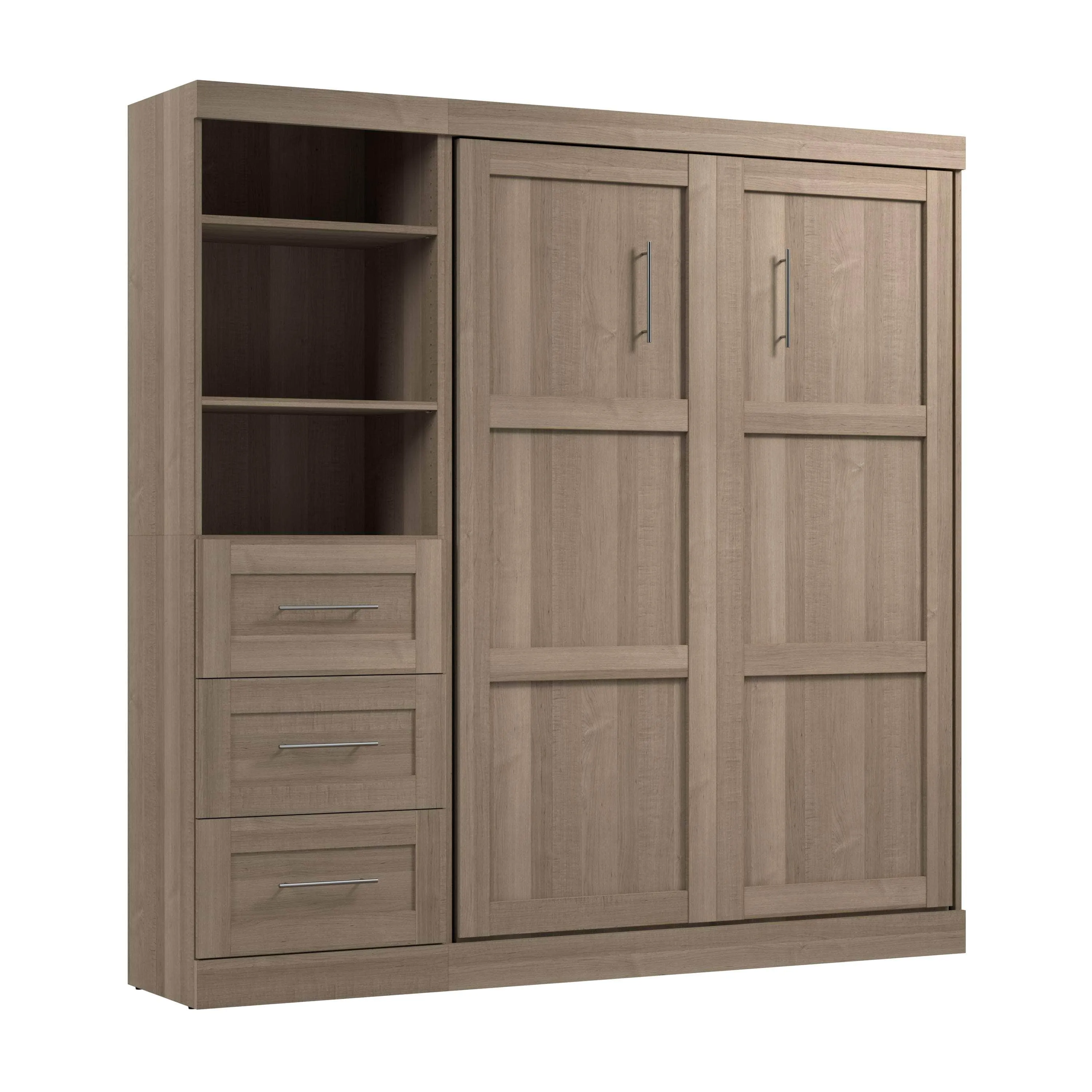 Pur Full Murphy Wall Bed and 1 Storage Unit with Drawers (84”) - Available in 7 Colours