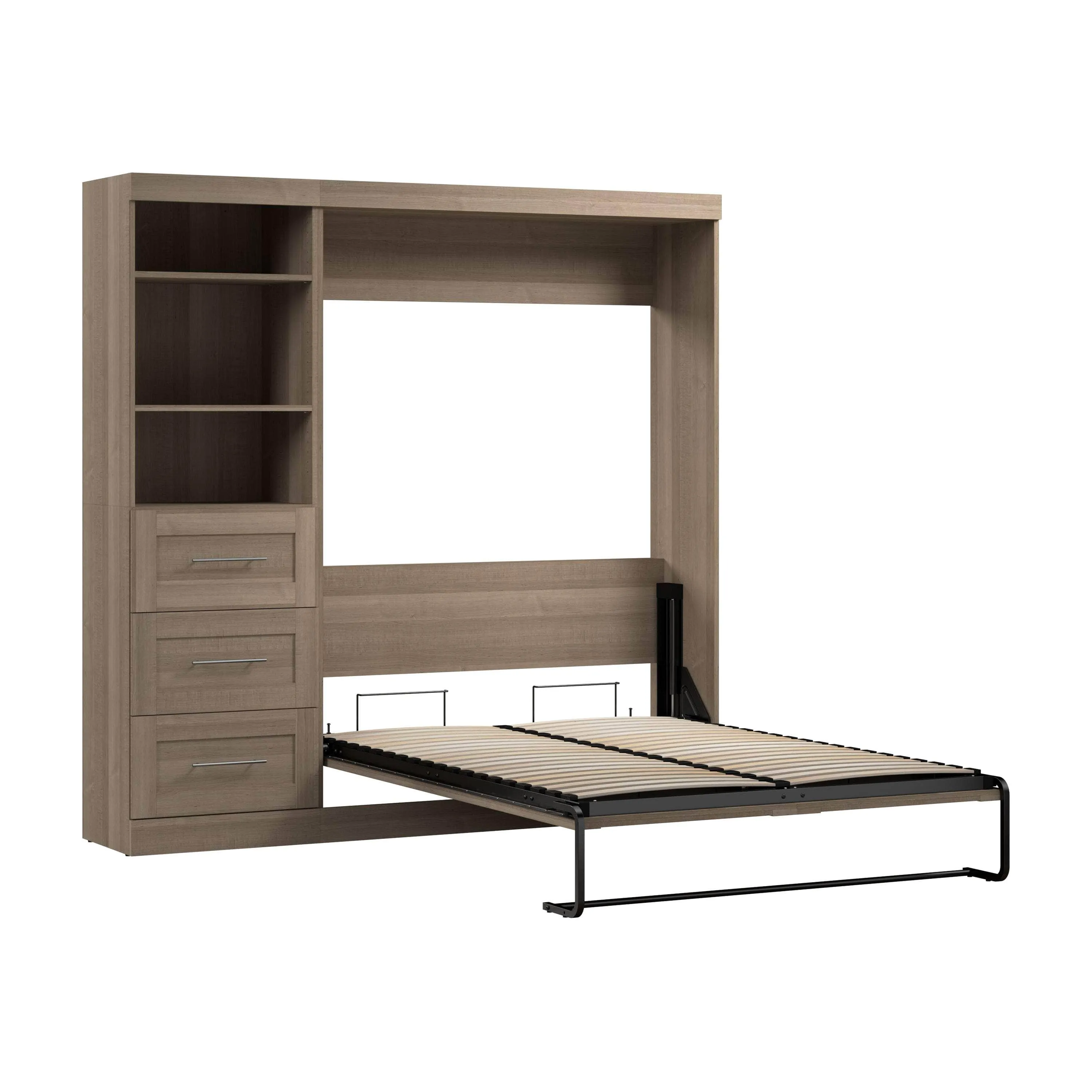 Pur Full Murphy Wall Bed and 1 Storage Unit with Drawers (84”) - Available in 7 Colours