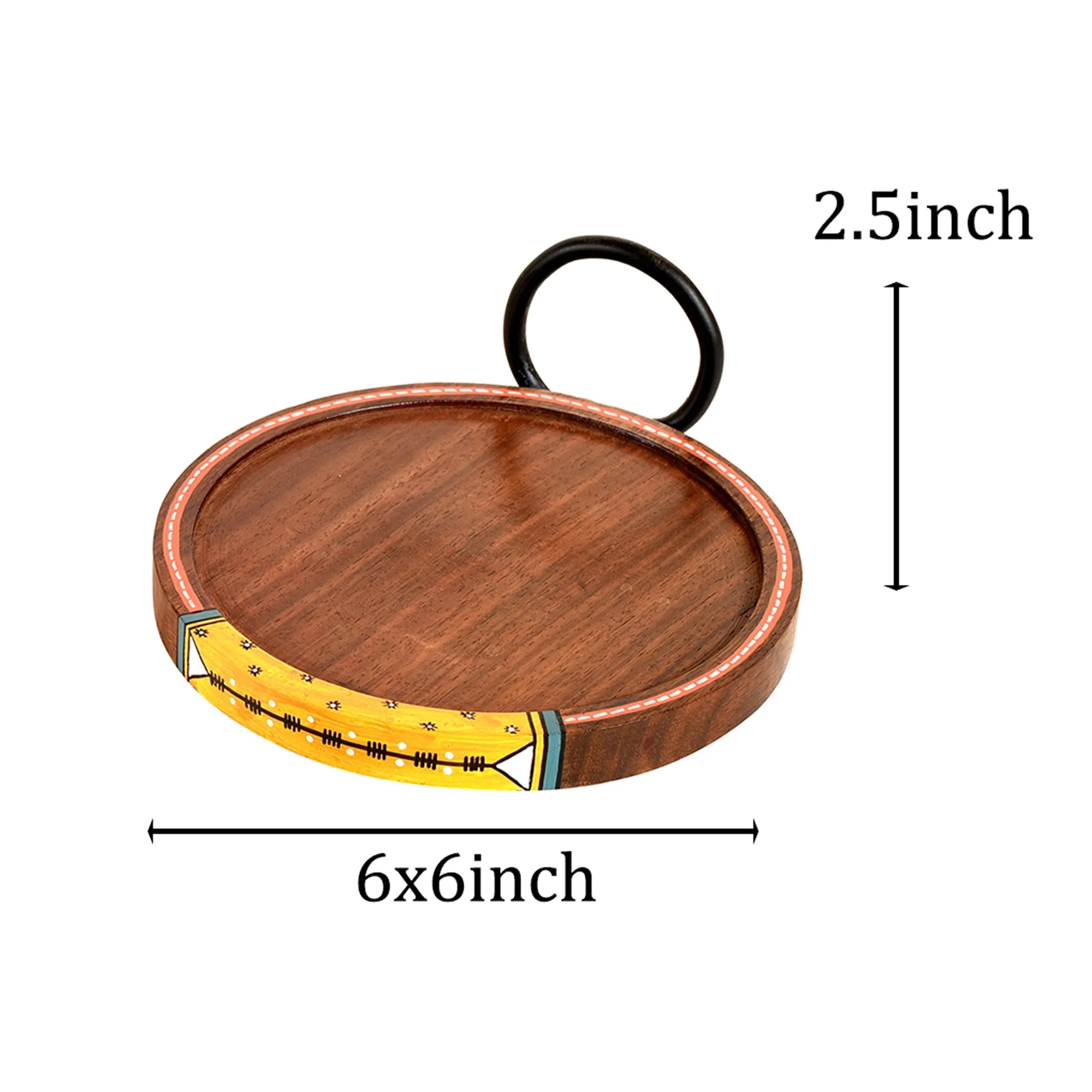 Ringo Round Snack Tray So2 with Metal Handle (6x6x2.5)