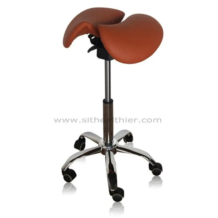 Saddle Style Split Seat Ergonomic Saddle Stool [Brick Orange]