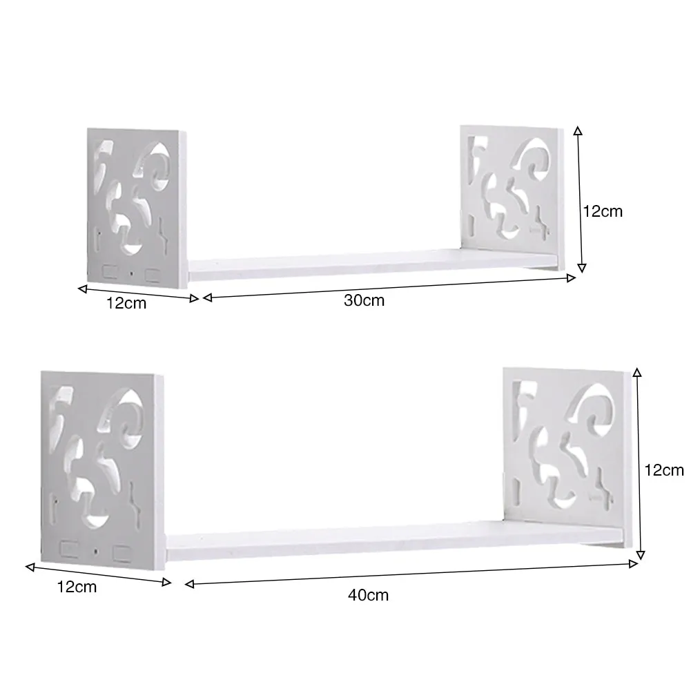 Set of 2 U-Shaped Floating Shelves White WPC Wall Decor