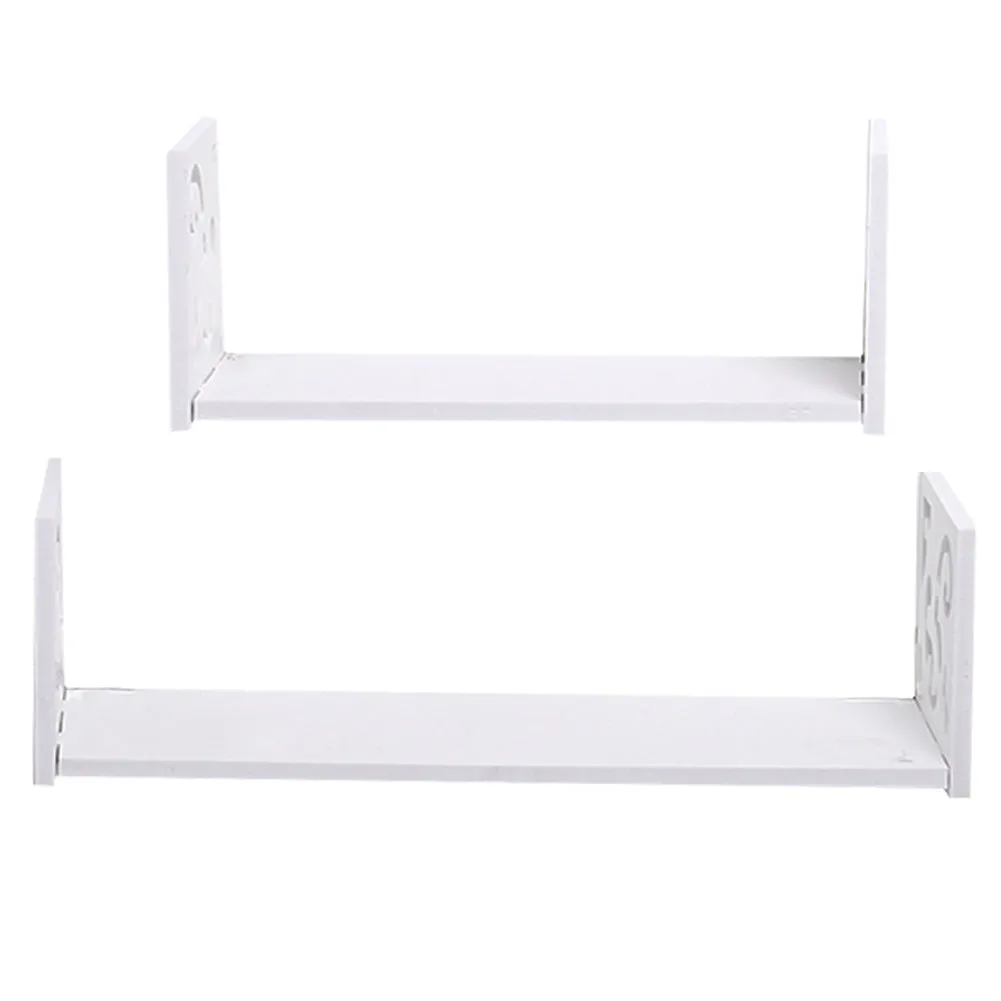 Set of 2 U-Shaped Floating Shelves White WPC Wall Decor