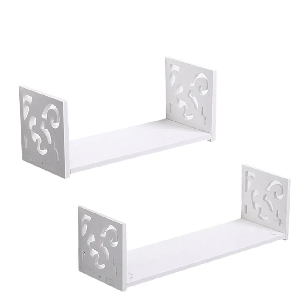 Set of 2 U-Shaped Floating Shelves White WPC Wall Decor