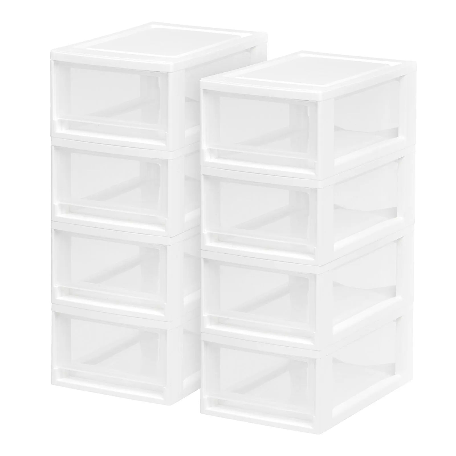 Small Stacking Drawer, 8 Pack, White