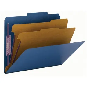 SMEAD PRESSBOARD CLASSIFICATION FILE FOLDER WITH SAFE SHIELD DIVIDERS 2" DARK BLUE