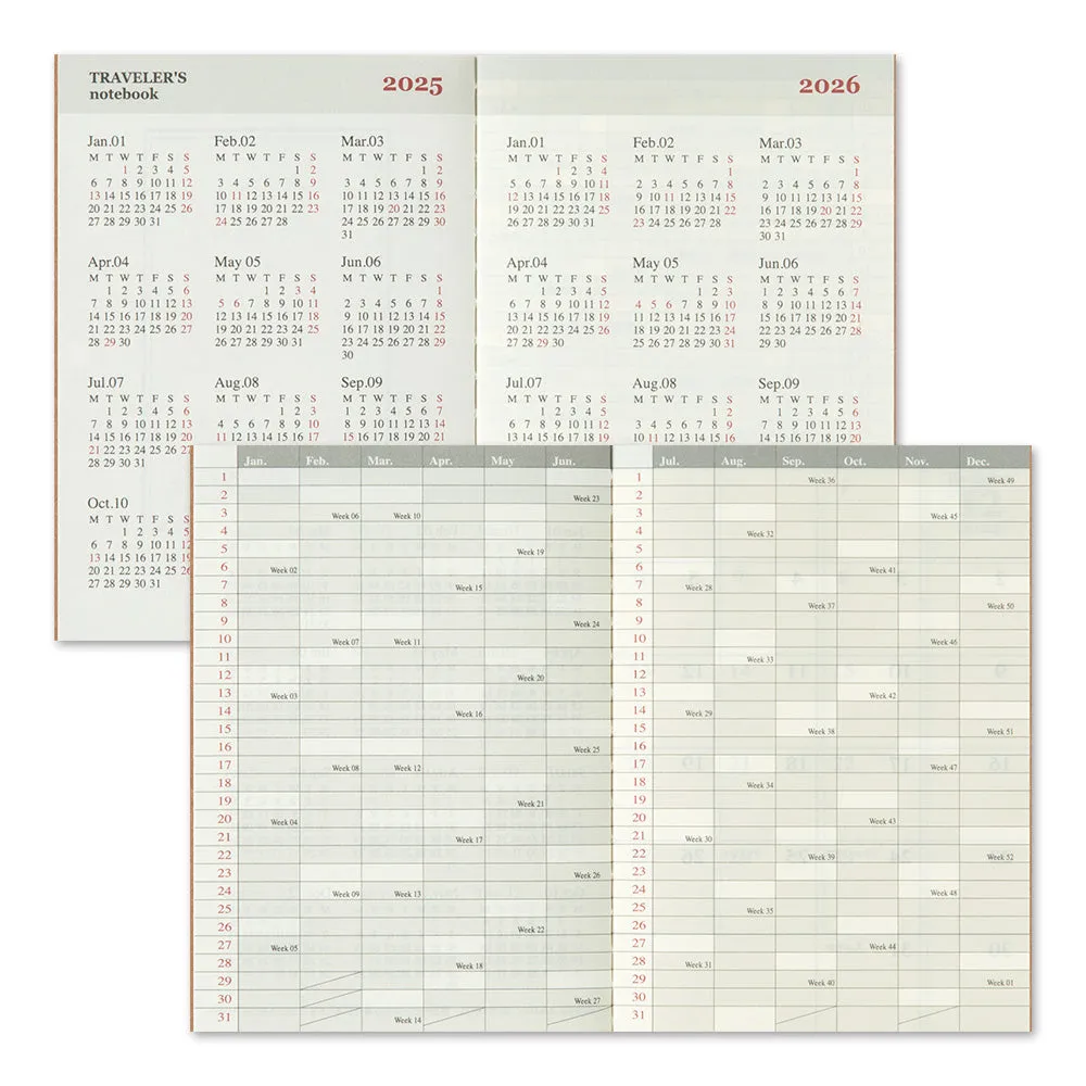 Traveler's Company 2025 - Monthly Diary Refill (Passport)