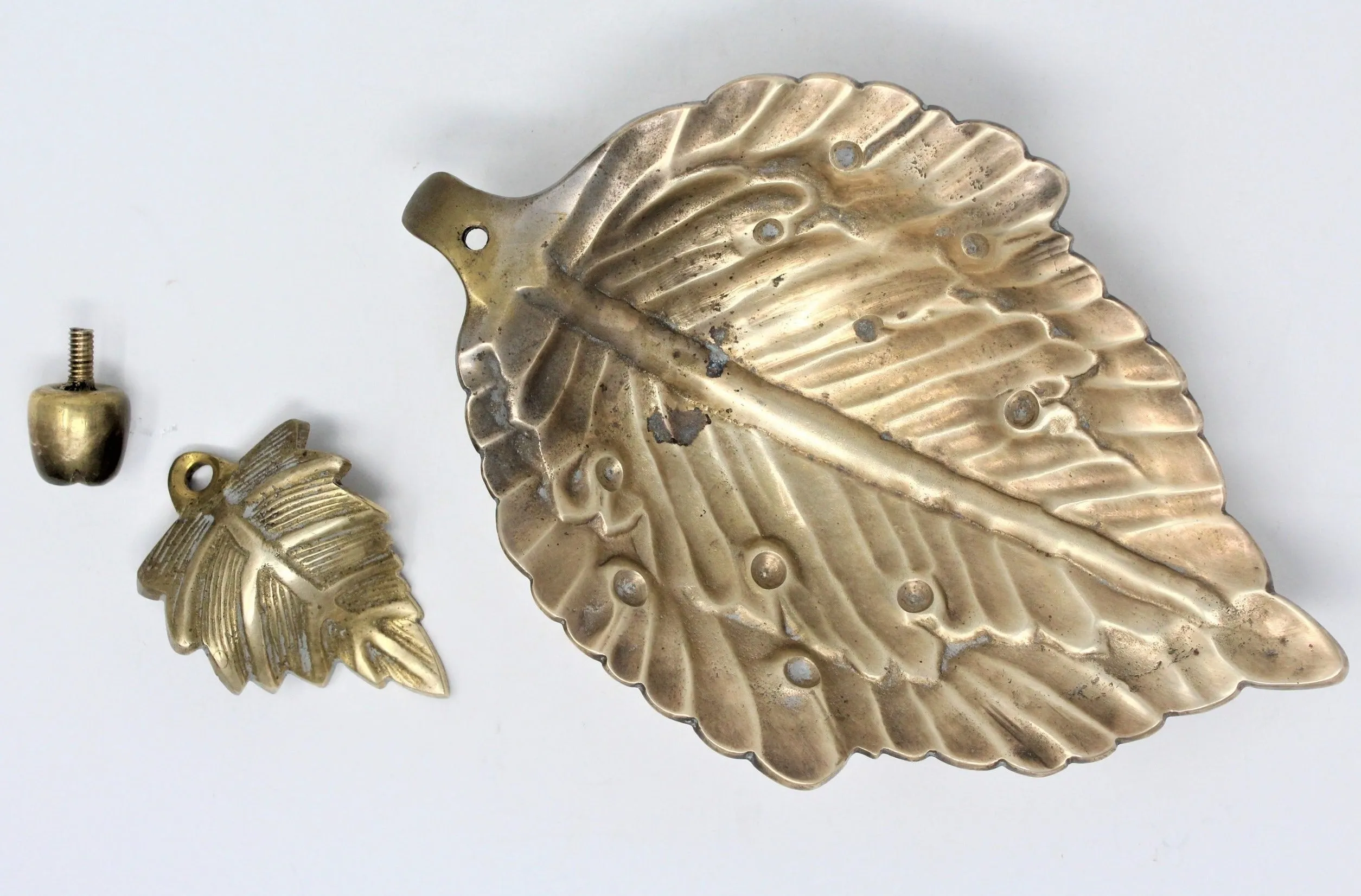 Trinket Dish, Brass Figural Leaf, India, Vintage