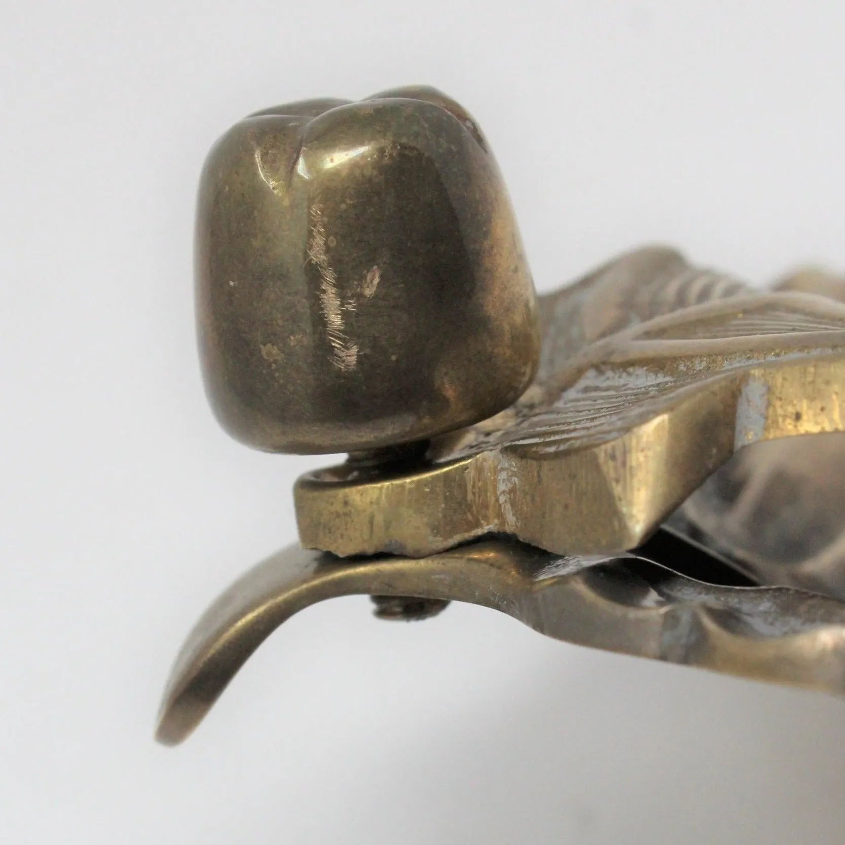 Trinket Dish, Brass Figural Leaf, India, Vintage