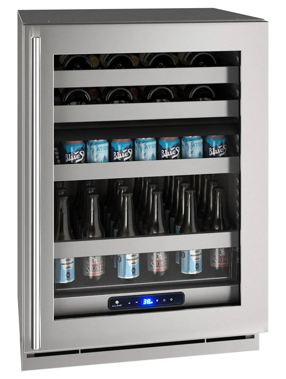 U-Line UHBD524SG01A Hbd524 24" Dual-zone Beverage Center With Stainless Frame Finish and Field Reversible Door Swing (115 V/60 Hz)