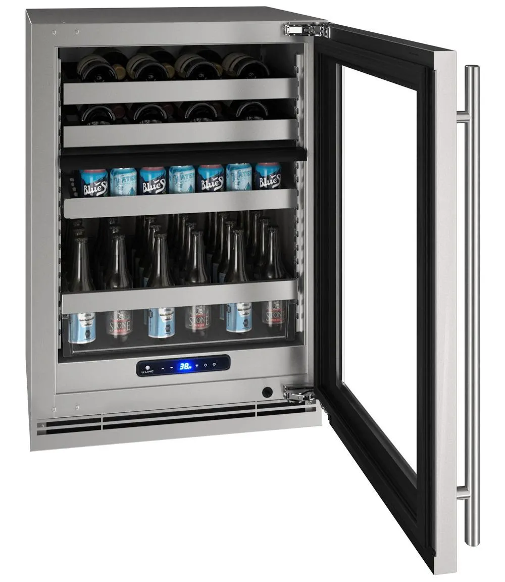 U-Line UHBD524SG01A Hbd524 24" Dual-zone Beverage Center With Stainless Frame Finish and Field Reversible Door Swing (115 V/60 Hz)