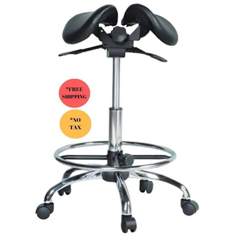 USA Patented Twin Adjustable Saddle Stool with FootRing by Kanewell