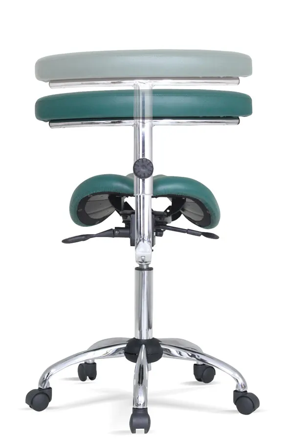 USA Patented Twin Tiltable Saddle Stool with Adjustable Seat Width and Center Gap