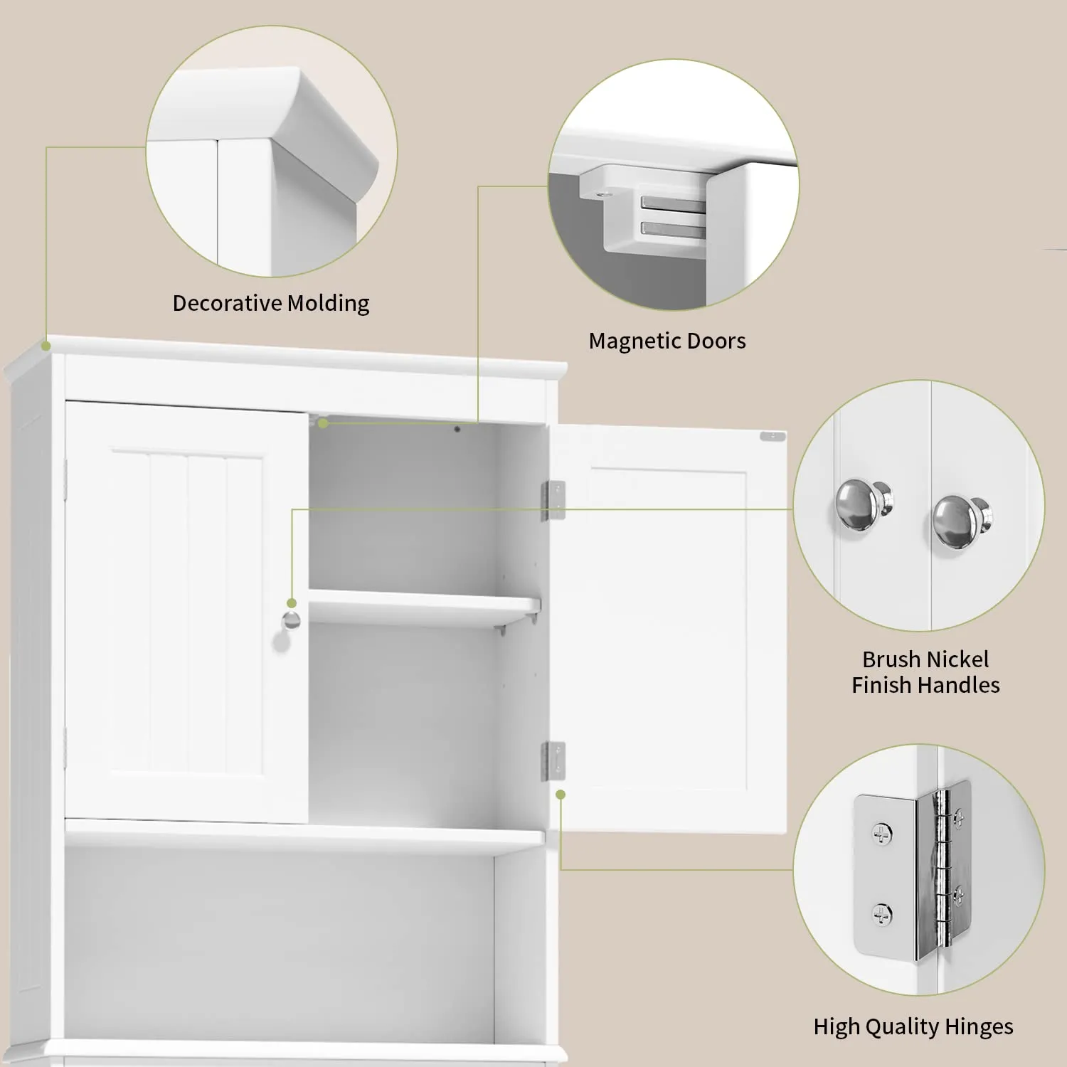 Victure AP12 Over The Toilet Storage Cabinet with Adjustable Shelf and Double Doors