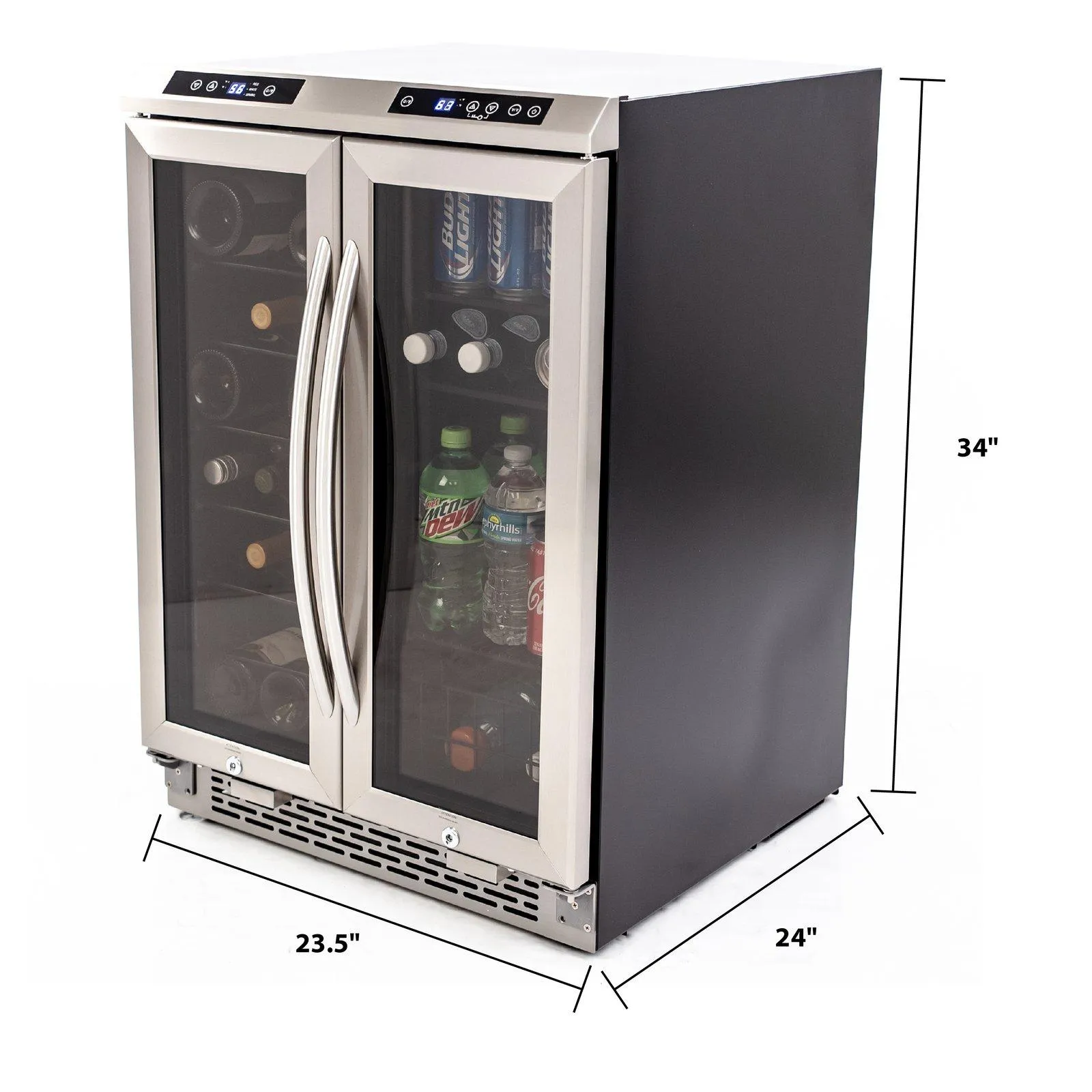 WBV19DZ Avanti 19 Bottle/66 Can Dual-Zone Wine u0026 Beverage Center - Stainless Steel / 3 cu. ft.