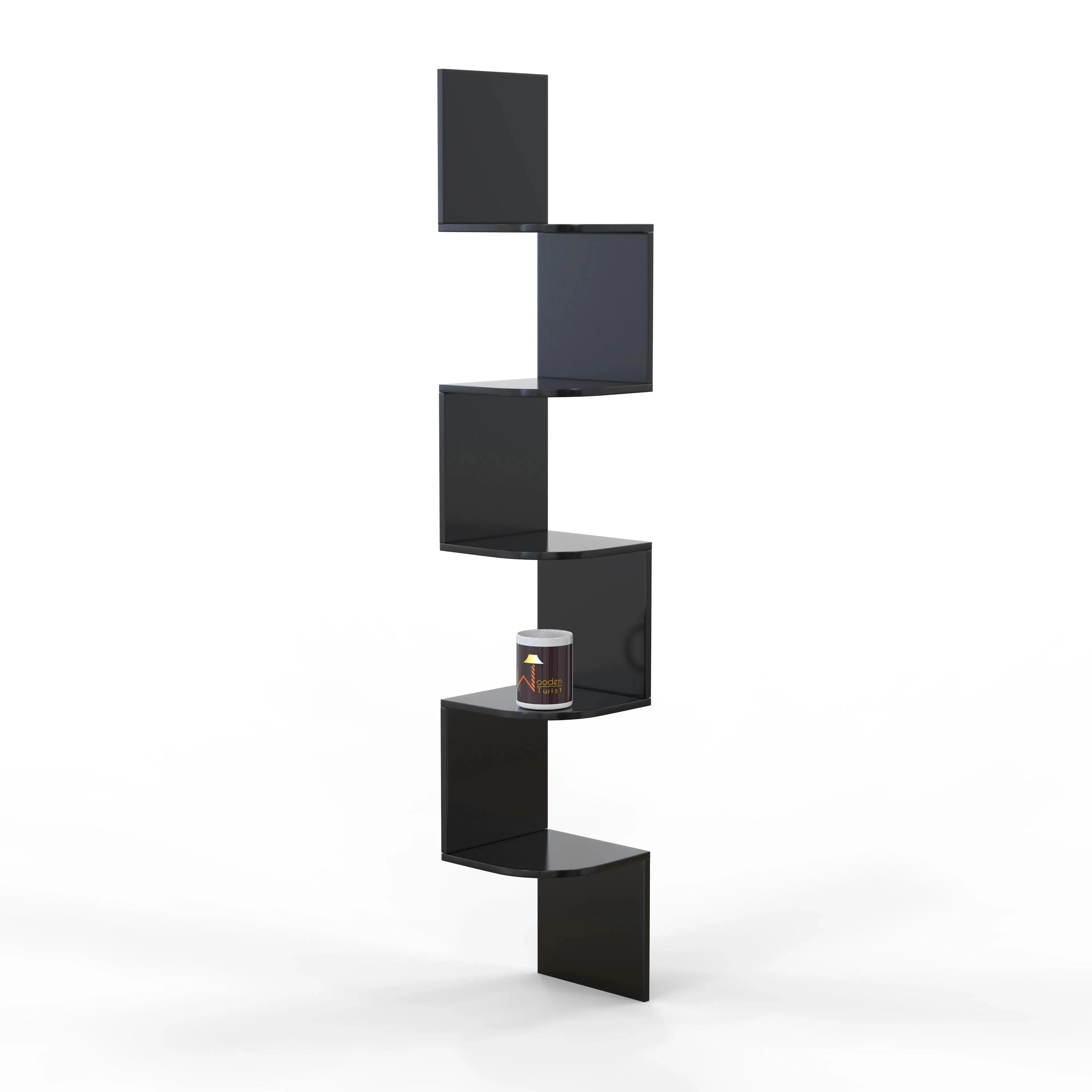 Wooden Fancy Zigzag Wall Mount Floating Corner Wall Shelf