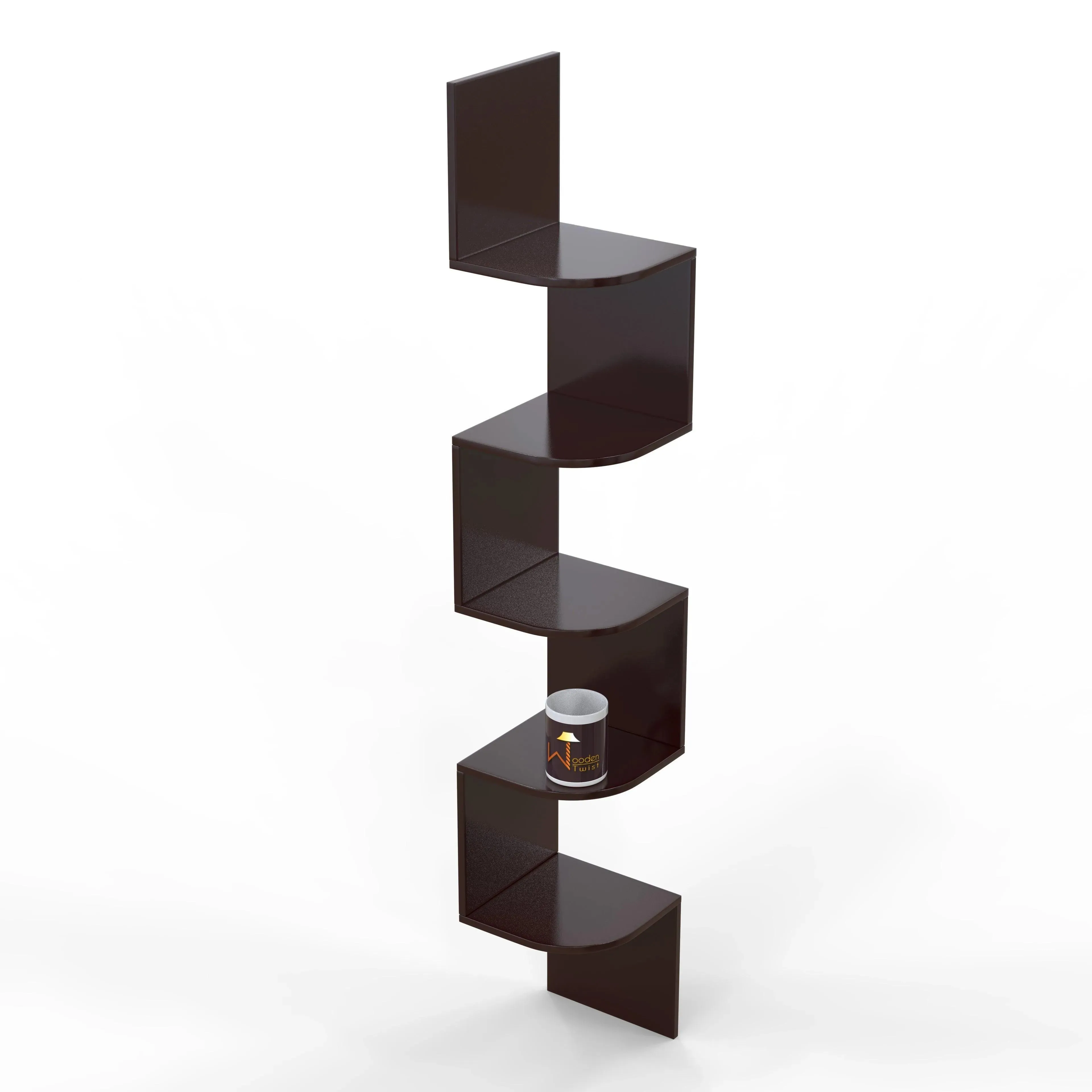 Wooden Fancy Zigzag Wall Mount Floating Corner Wall Shelf