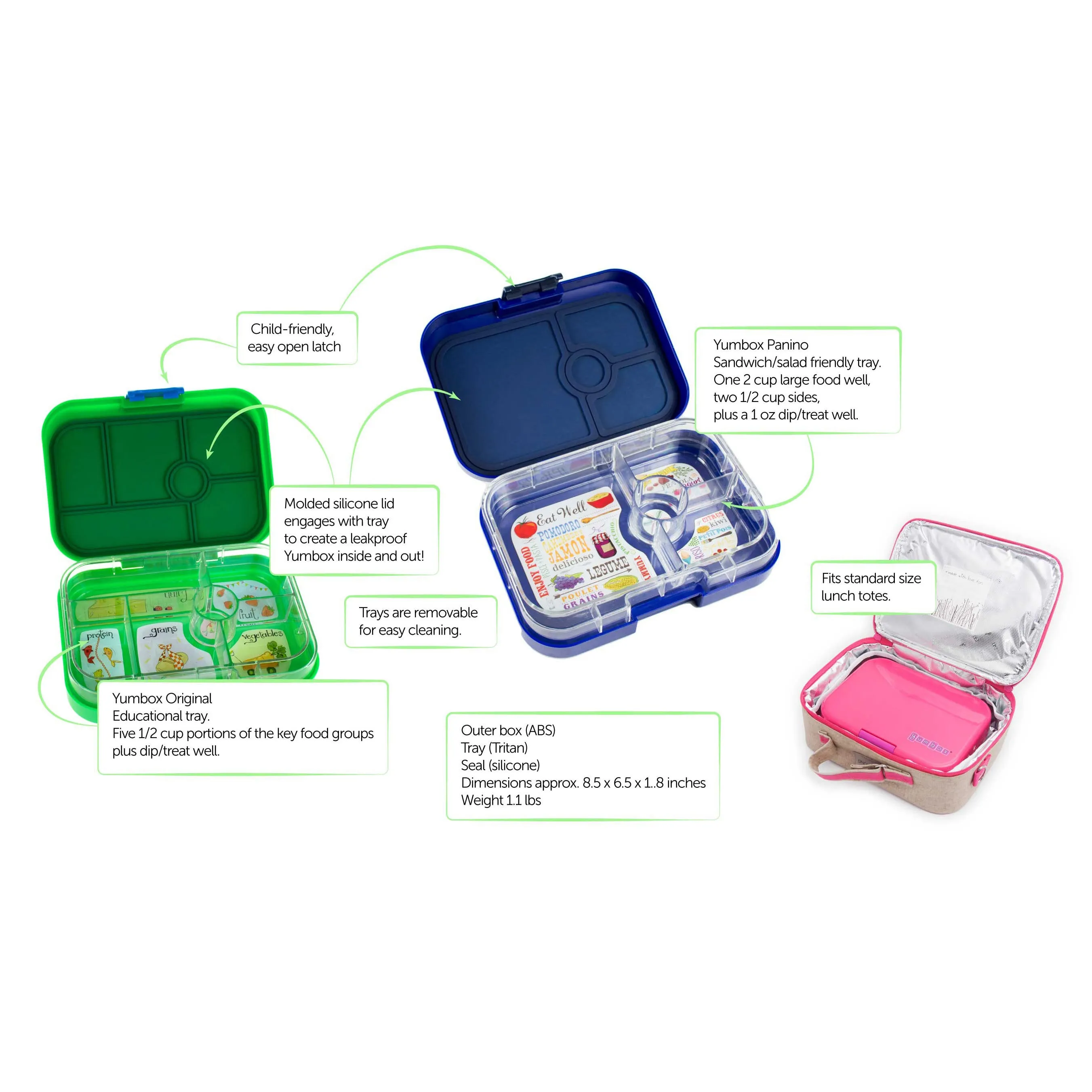 Yumbox Original Blue Fish California Kids 6 Compartment Lunch Box